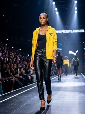 Y2K Jamaica Puma Vibrant Yellow Hooded Zip Sweatshirt Rare 2000s